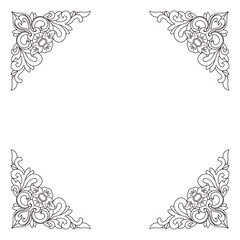 Elegant floral scroll design creates a beautiful corner frame border ornament.