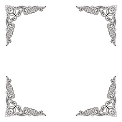 Vintage ornate floral scrollwork corners form a beautiful classic decorative frame.