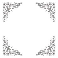 Beautiful ornate corner frame with elegant floral scroll patterns creating a classic design.