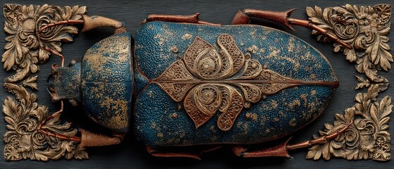 Blue beetle art highlights fine craftsmanship