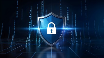 Cybersecurity shield lock embodies robust digital protection, safeguarding data privacy with advanced technology and a secure online environment today