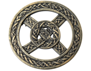 Intricate Celtic knotwork design in aged bronze evokes ancient history and timeless craftsmanship.
