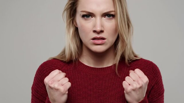 Angry Woman Portrait Close Up Intense Facial Expression Dramatic Scene