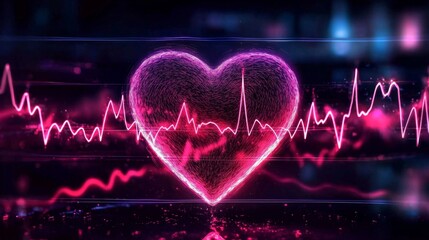 A heart silhouette showcasing a disrupted waveform pattern.