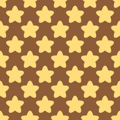 Seamless pattern with cheerful yellow stars on a warm brown background, perfect for digital design, textiles, or children's themes.