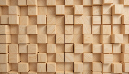 Beige Wooden Cubes Abstract Textured Background