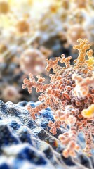 Detailed visualization of a colorectal cancer cell's molecular model.