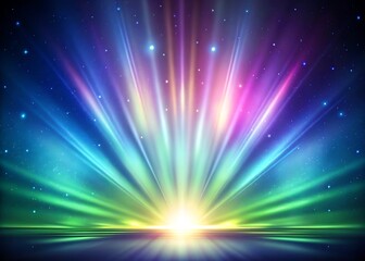 Vibrant aurora borealis lights exploding from horizon in cosmic display