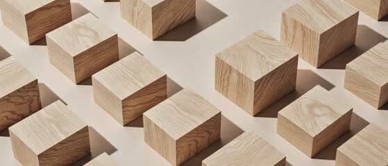 Beige Wooden Cubes Abstract Textured Background