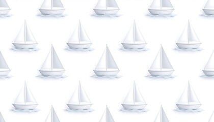 Repeating pattern of white sailboats on white background