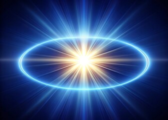 Obraz premium Bright starburst emanates through a glowing blue oval portal