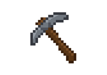 Fototapeta premium Pixelated Pickaxe: A Digital Mining Tool Illustration