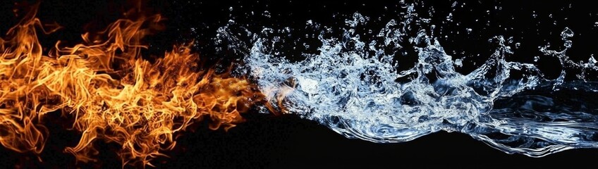 Obraz premium The Powerful Clash of Fire and Water