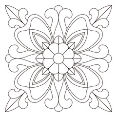 A decorative symmetrical floral drawing shows a beautiful ornate pattern.