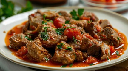 Fototapeta premium Hearty tomato meat dish