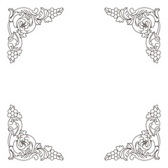 Classic baroque style ornate corner elements with floral details form an elegant frame.