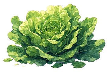 Obraz premium Isolated background image,hand drawn style drawing of a Fresh spinach and green lettuce leaves,white background PNg