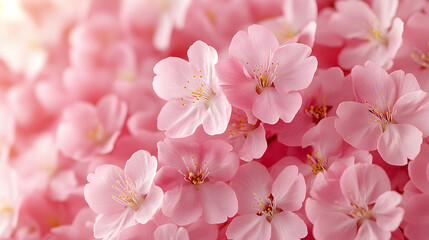 Fototapeta premium Close-up of numerous pink cherry blossoms.