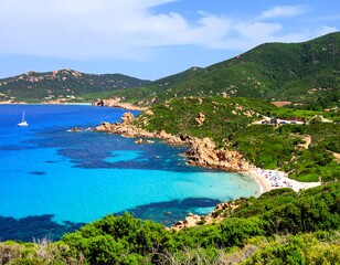Obraz premium Panoramic view of a stunning beach and coastline
