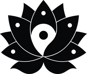 lotus black silhouette vector art illustration.