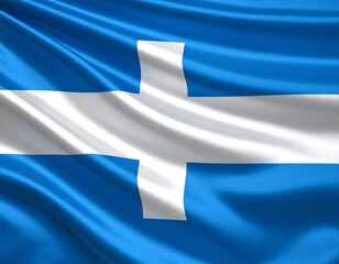 Obraz premium Rippled flag, white cross on blue