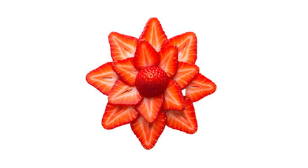 Strawberry Slices Form Flower Shape on Transparent Background, Delicious Fruit and Healthy Food