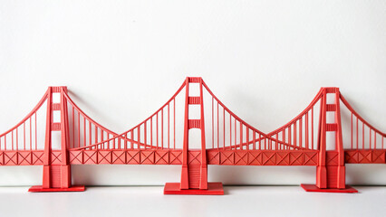 Red Origami Golden Gate Bridge Model Folding Steps