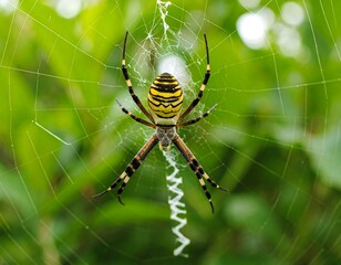 Obraz premium Spider on web in nature
