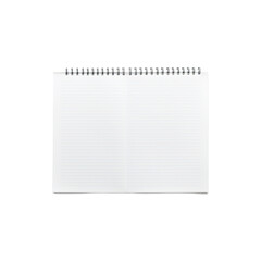 Blank spiral notebook empty pages office stationery isolated on white background