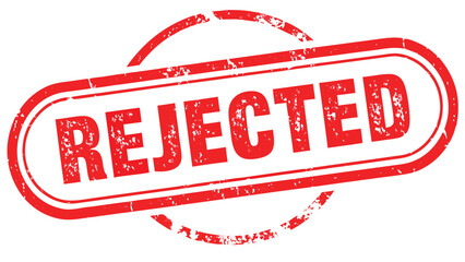 A red rejected stamp with a grungy texture and a red border on a white background illustration