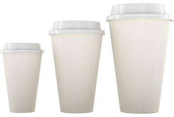 Disposable cups with lids. Small, medium and large size.