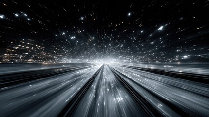 Fototapeta premium Abstract light tunnel representing quantum computing speed and parallel state execution