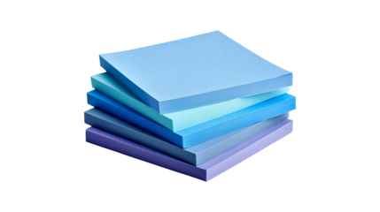Layered blue paper sheets in various shades representing document management and office workflow