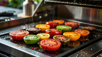 Grilled Heirloom Tomatoes Fresh from the Garden Ready to Serve Food Photography and Healthy Eating Lifestyle