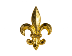 Elegant golden fleur-de-lis emblem symbol representing royalty, heritage, and refined luxury.