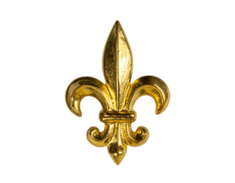 Elegant golden fleur-de-lis emblem symbol representing royalty, heritage, and refined luxury.