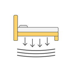 Smart Bed with Pressure Sensors icon—bed with grid of pressure waves symbolizing sleep tracking and comfort monitoring for elderly users.