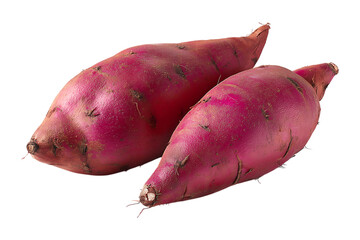 fresh purple sweet potato isolated on a transparent background