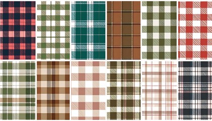 Collection of varied seamless plaid patterns in different colors and styles showcase