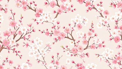 梅の花と七宝文様の華やか和柄背景