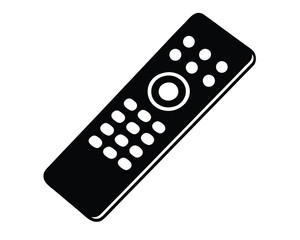 A black remote control is isolated on white background, a modern device Ai Generated