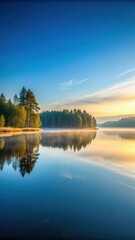 Obraz premium Panoramic shot of Lake Czchowskie at dawn