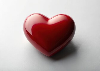 Fototapeta premium A crimson heart with clean edges resting on a pristine white surface
