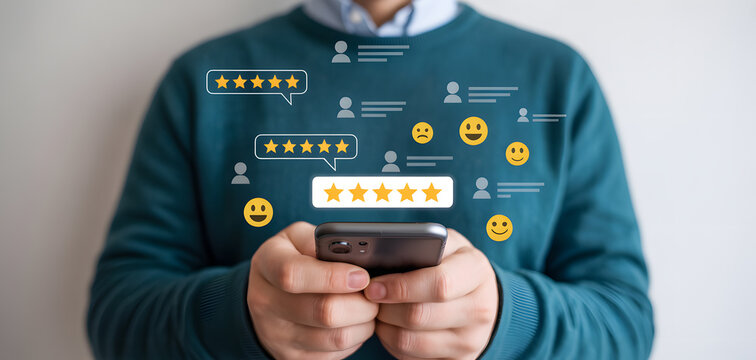 Increase Customer Loyalty with Positive Reviews on Mobile Phone, Boosting Business Reputation & Attracting New Clients with Stellar Ratings and Feedback