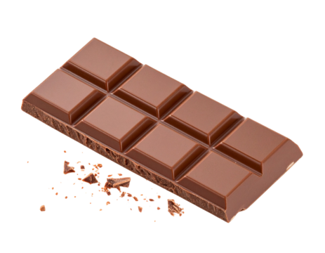  Thin Milk Chocolate Strip Rolled with Shavings and Crumbs, Diagonal View, Transparent Background