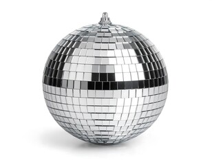Silver disco ball against white background