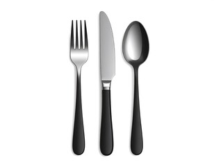 Silverware set, fork, knife, spoon, black handles
