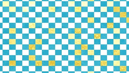 Fototapeta premium 和紙と金箔が光る市松模様の背景