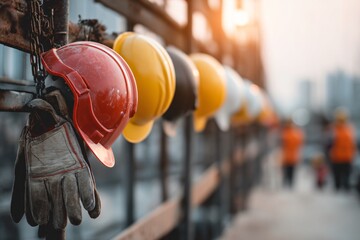 Construction Safety Gear Display Job Site Photo Collection Outdoor Close-Up Workplace Essentials