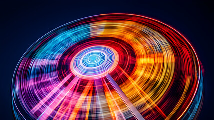 Rotating ferris wheel colorful lights abstract design